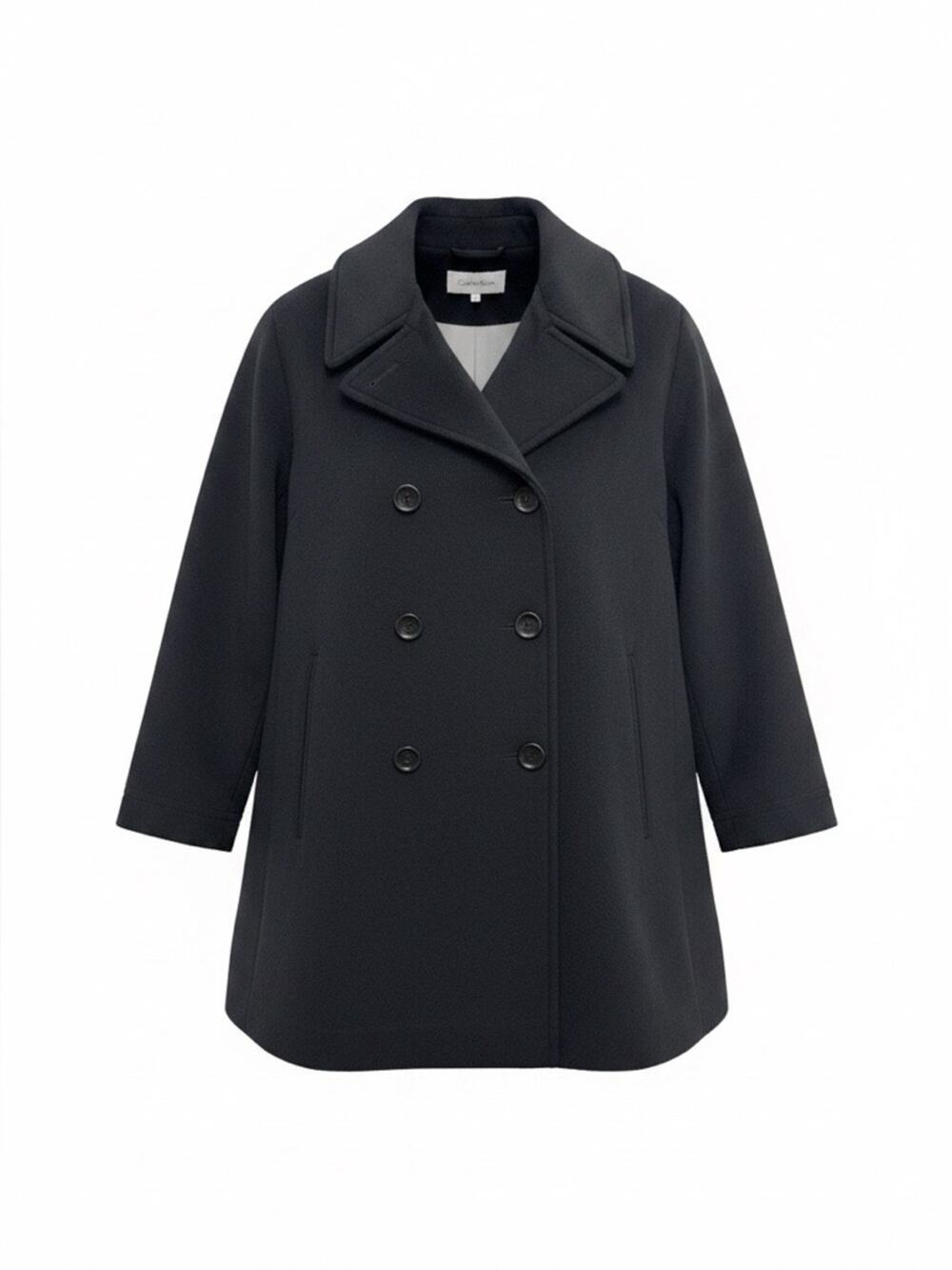 CALVIN KLEIN Women’s 1X Black Wool Pea Coat